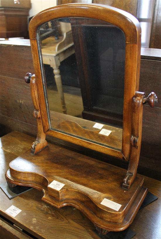 Victorian walnut and birch dressing table mirror